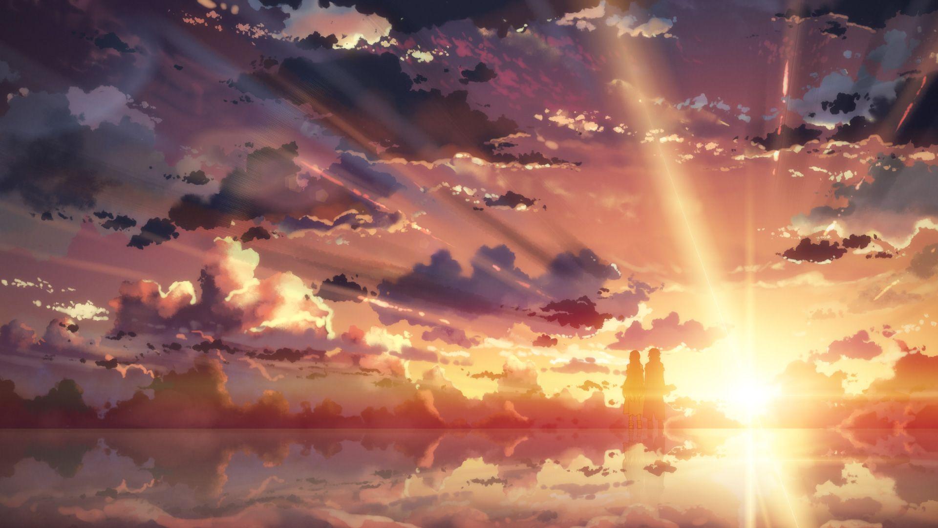 HD desktop wallpaper Anime Sunset Sky Field Cloud download free  picture 972564