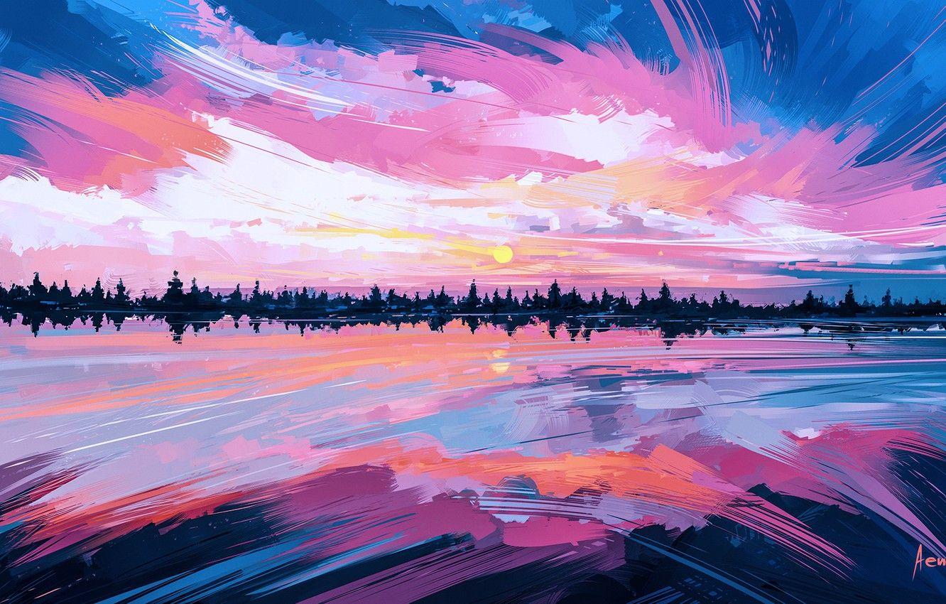 1332x850 Wallpaper the sky, water, the sun, clouds, sunset