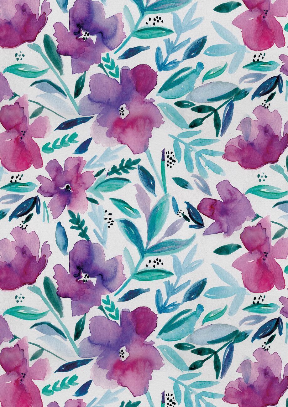 919x1300 Loose pink floral watercolour repeat