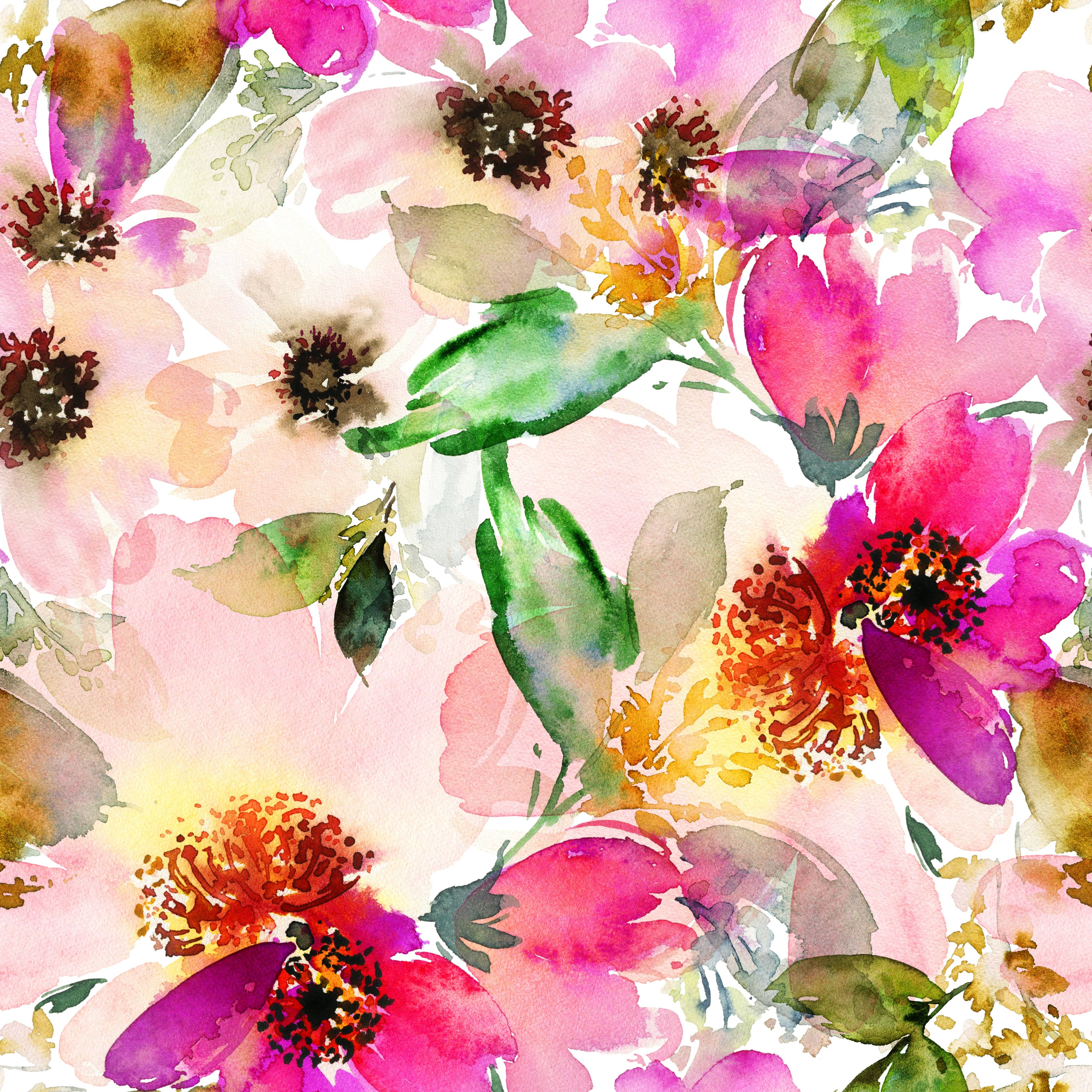 4472x4472 Watercolor Flowers Wallpaper Mural