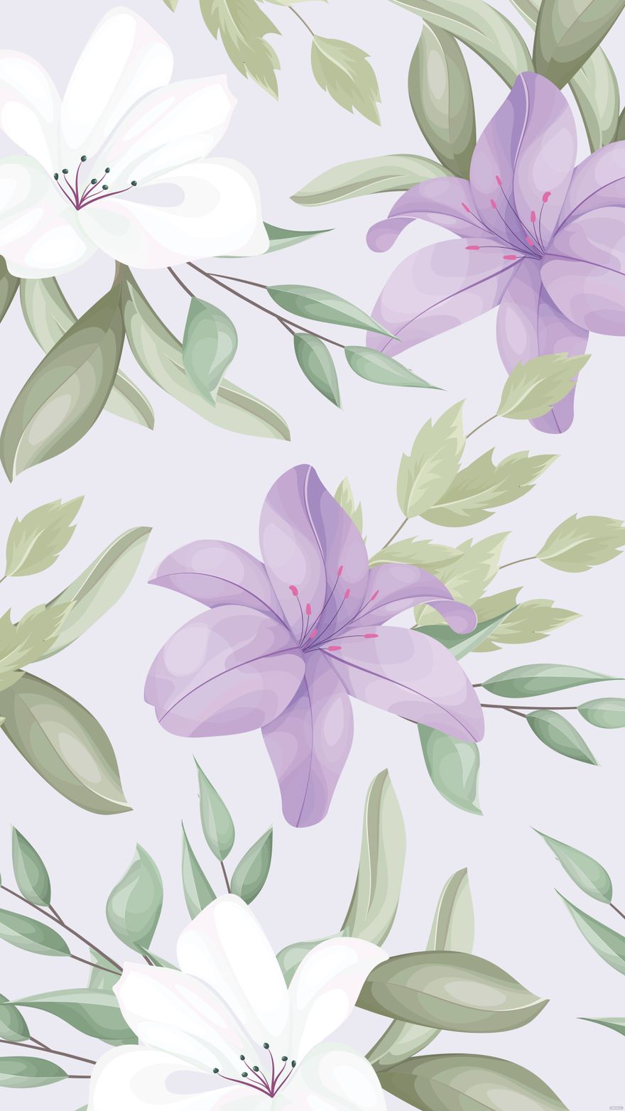 880x1564 Simple Floral Watercolor Background