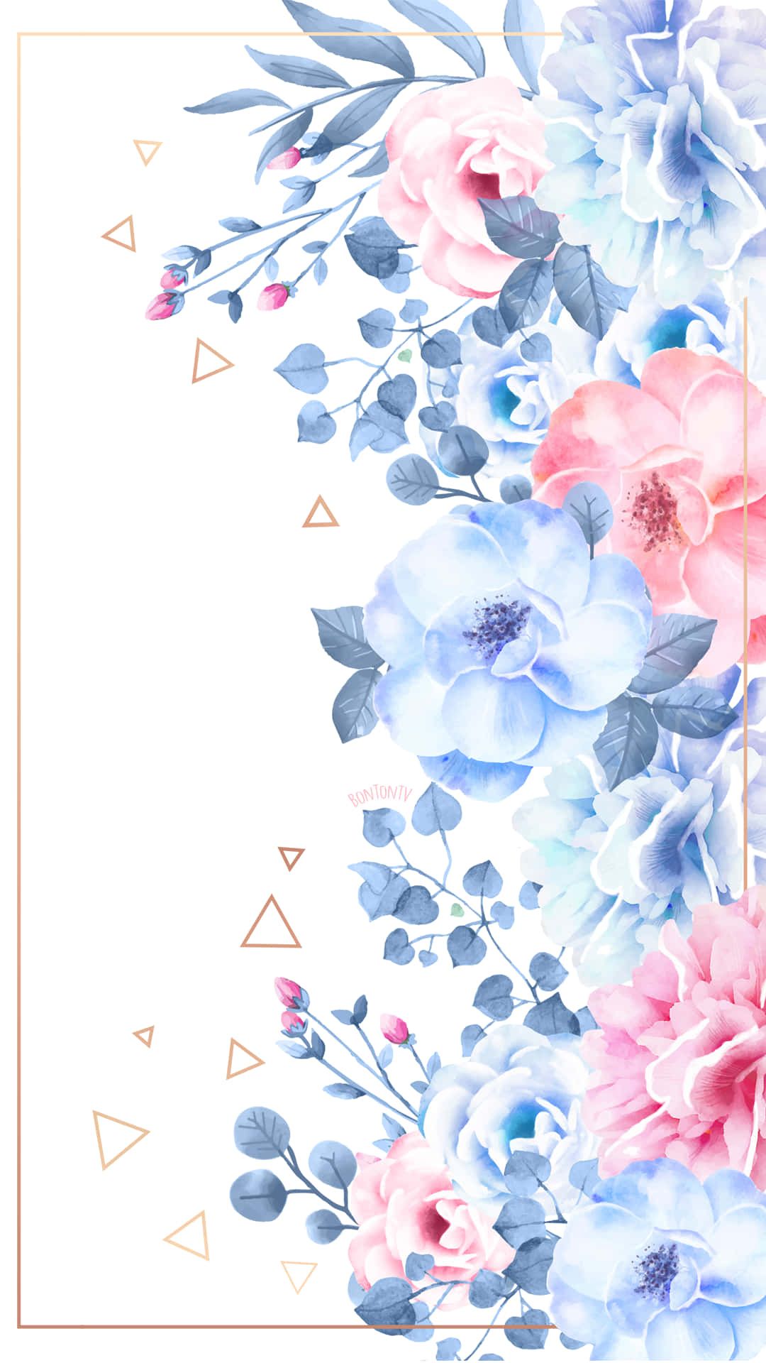 1080x1920 Download Blue Watercolor Floral