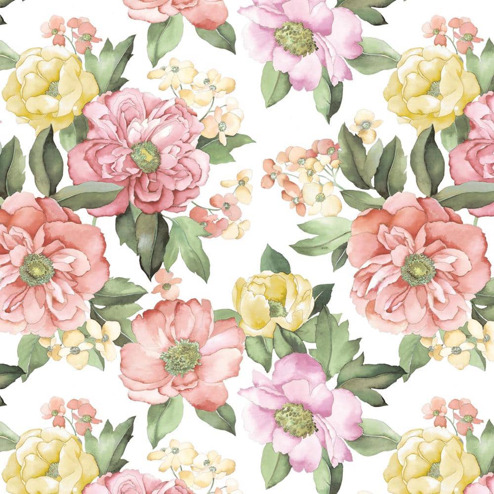 1000x1000 RoomMates Watercolor Floral Bouquet Peel & Stick Wallpaper