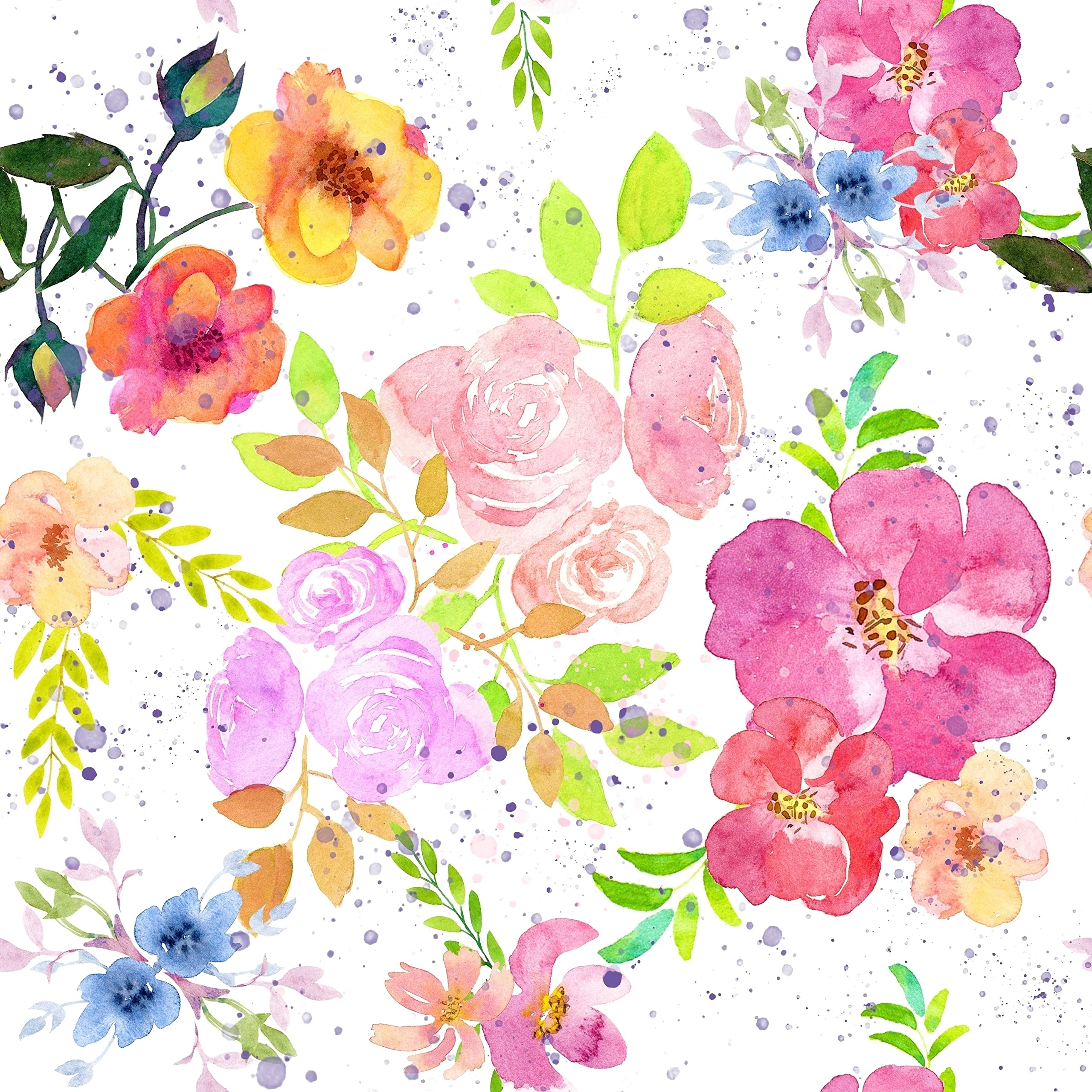 2560x2560 SANILA Watercolor Floral Wallpaper Peel and Stick Flower Wallpaper, Multicolor Floral Contact Paper Removable Wallpaper Vinyl Self Adhesive