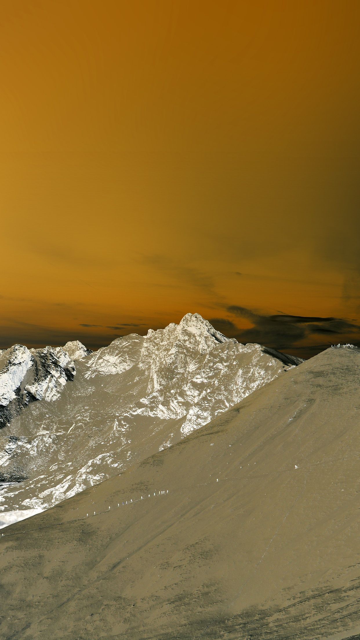 1242x2208 Winter Mountain Snow Gold Nature