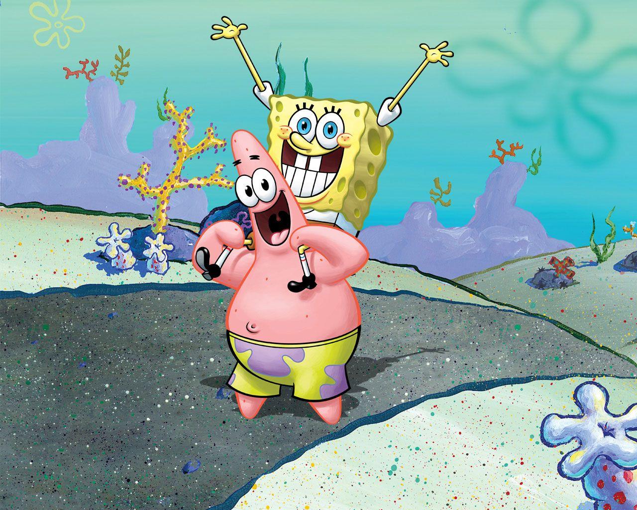 1280x1024 Spongebob và nền hình nền Patrick
