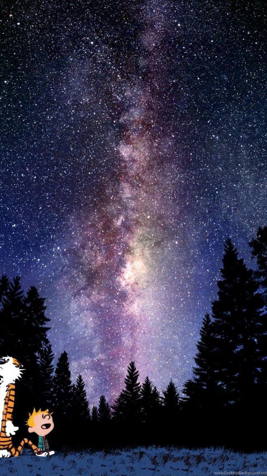 1080x1920 Calvin And Hobbes Looking At Stars iPhone 5 Wallpaper