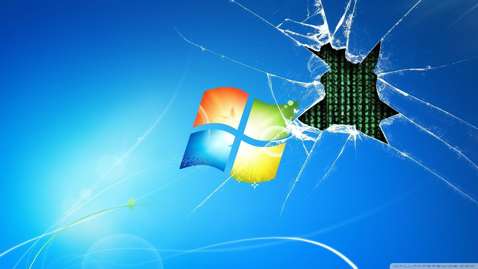 1920x1080 Windows 7 runs on the Matrix Wallpaper