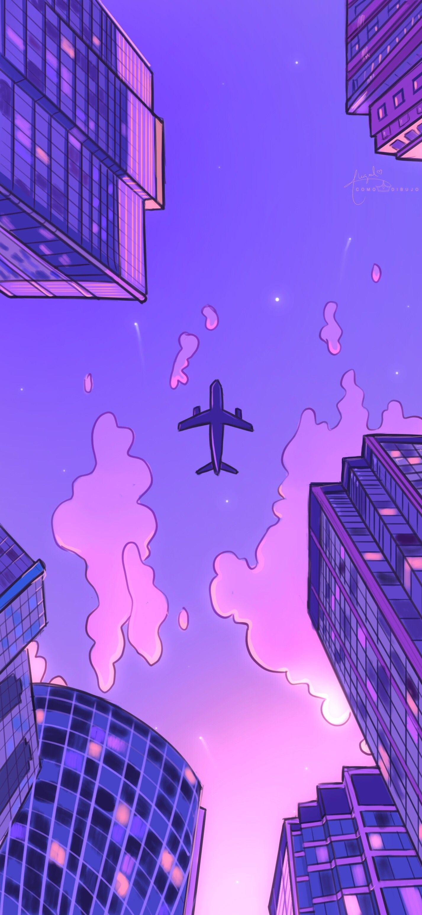 1426x3086 Purple plane wallpaper