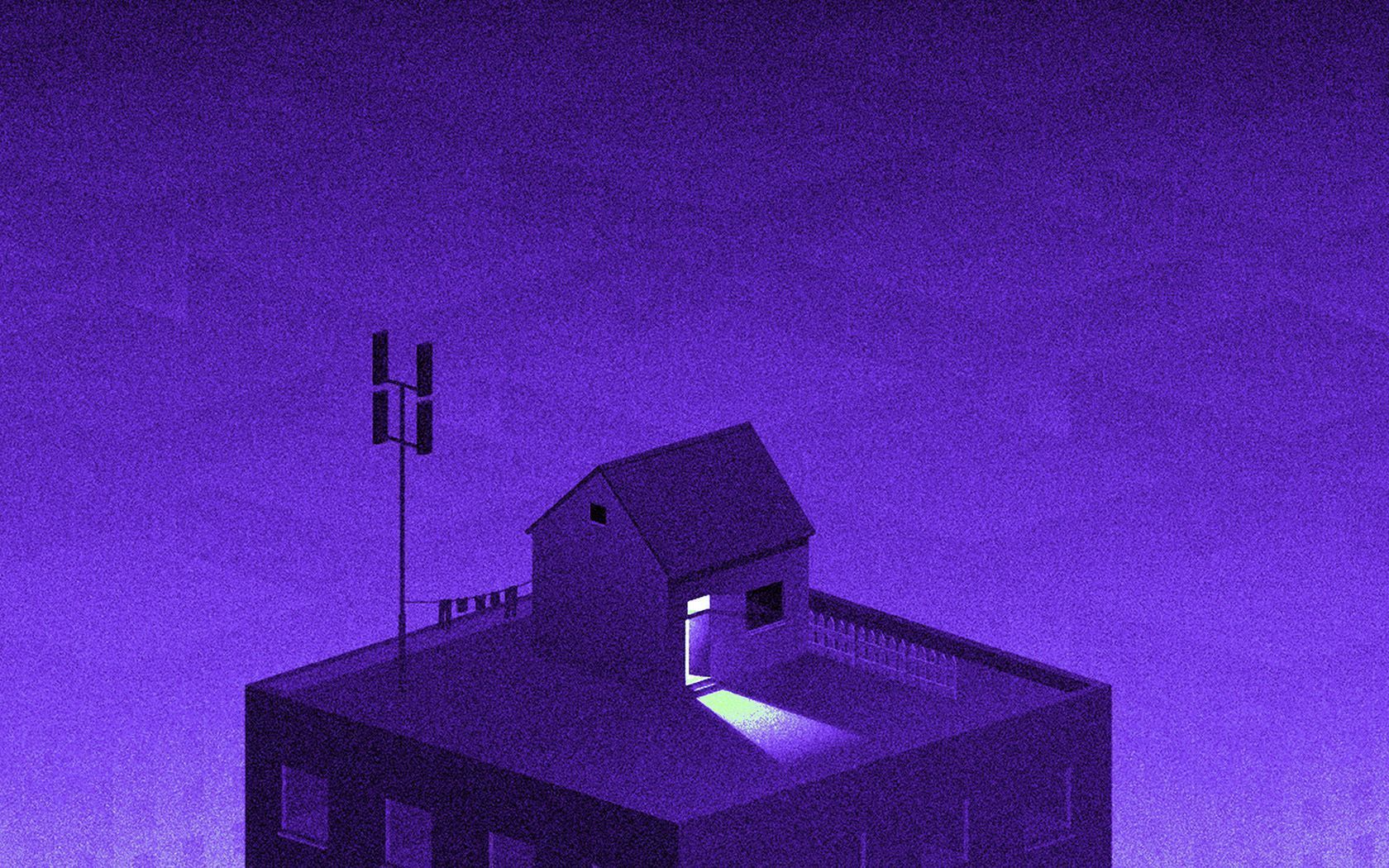 1680x1050 Illust Purple City Home Dot Art