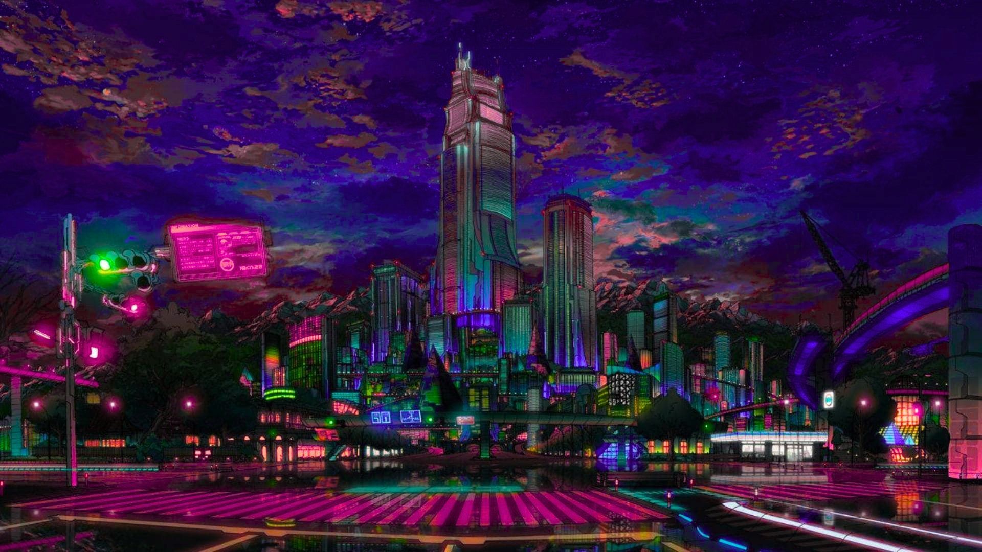 1920x1080 Best Anime City Wallpaper