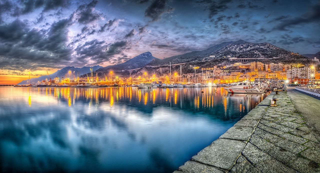 1280x692 Picture Italy Salerno Sea HDRI Coast