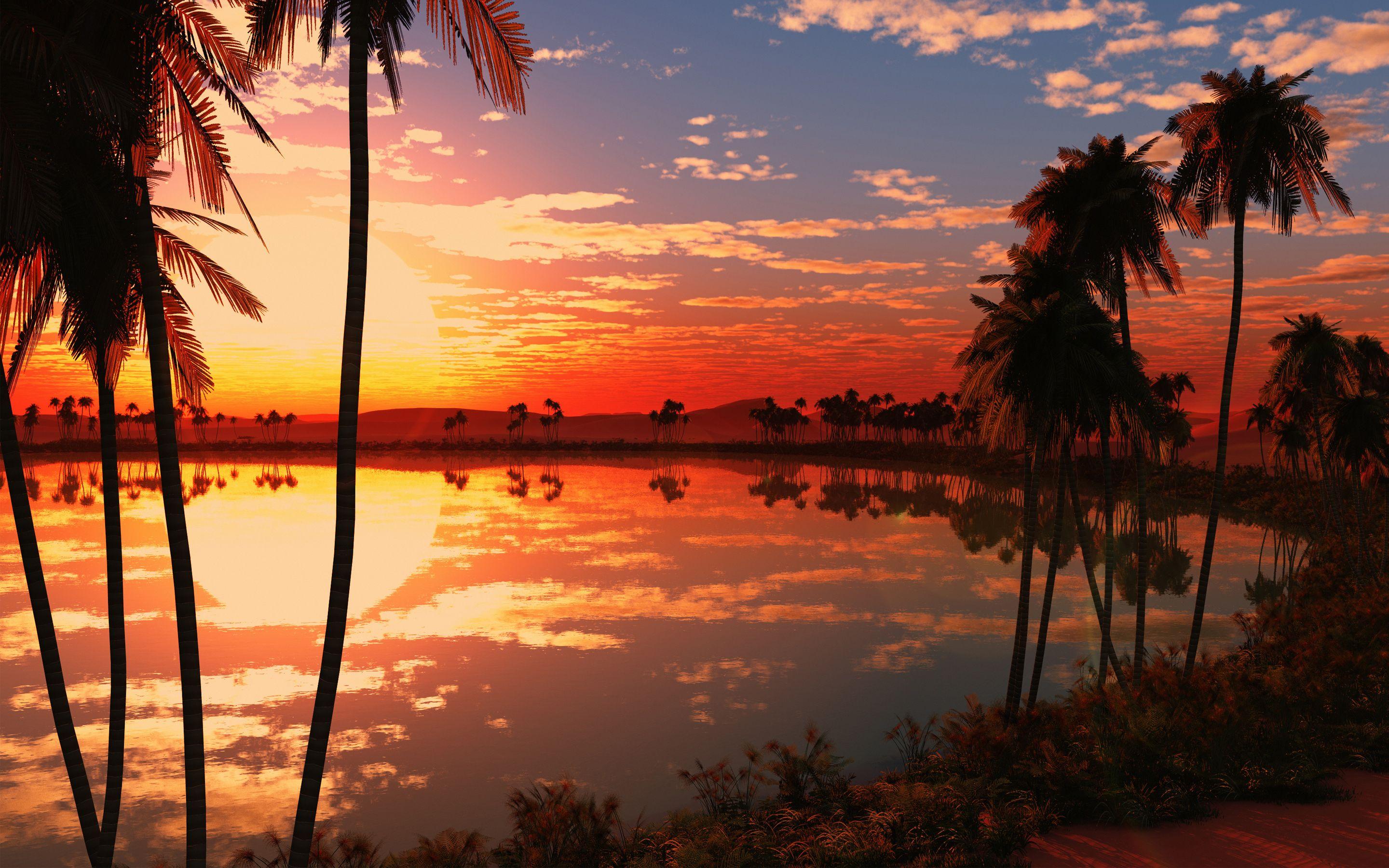 2880x1800 Beautiful Lake Sunset Wallpaper