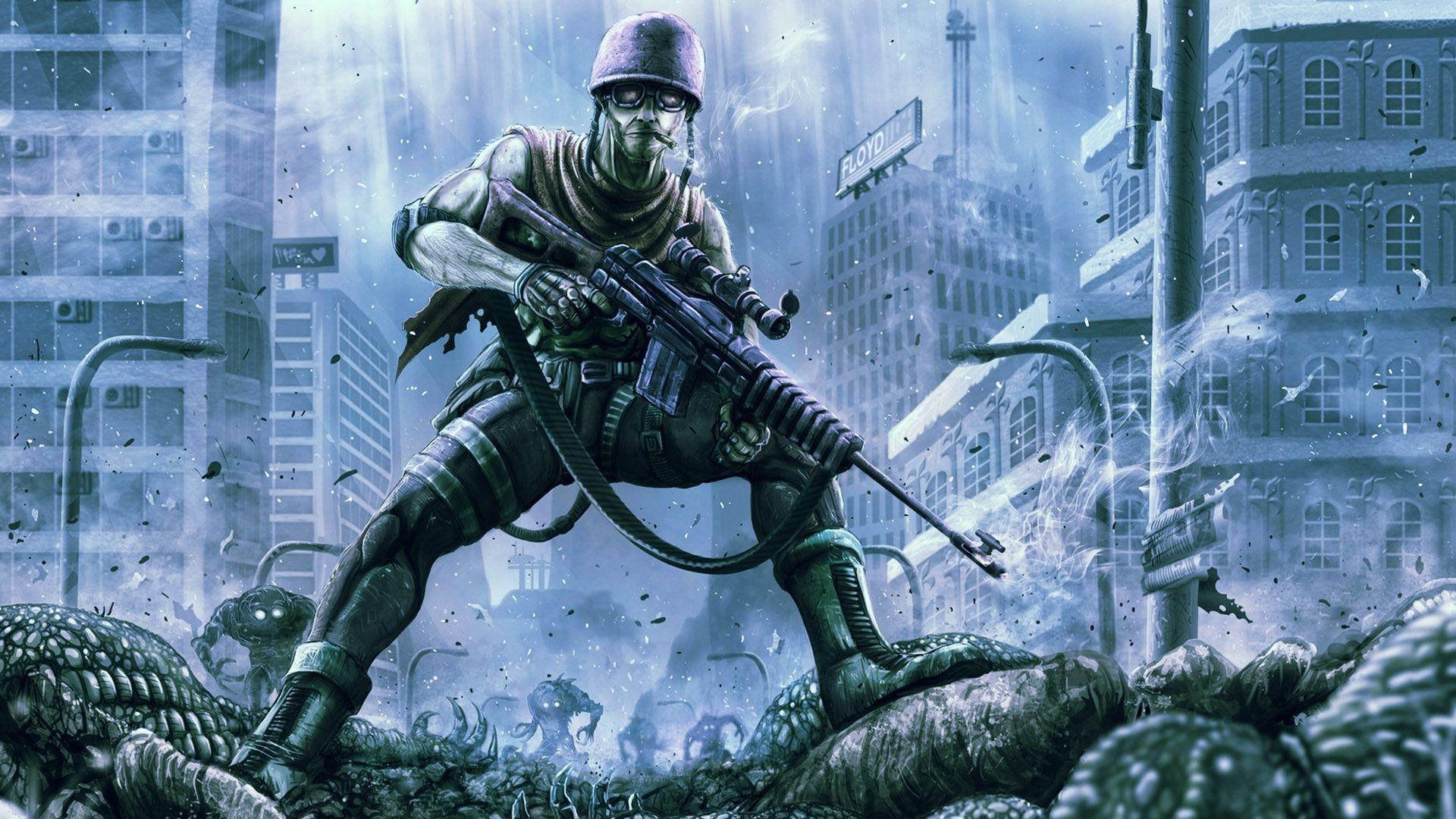1920x1080 dark, Sci, Fi, Warrior, Soldier, Military, Weapons, Guns