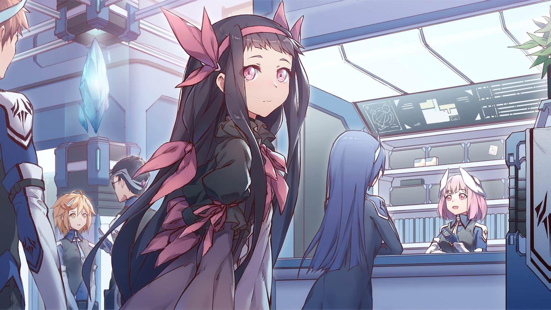 1920x1080 Download 1920x1080 Anime Girl, Ribbons, Black Hair, Sci Fi