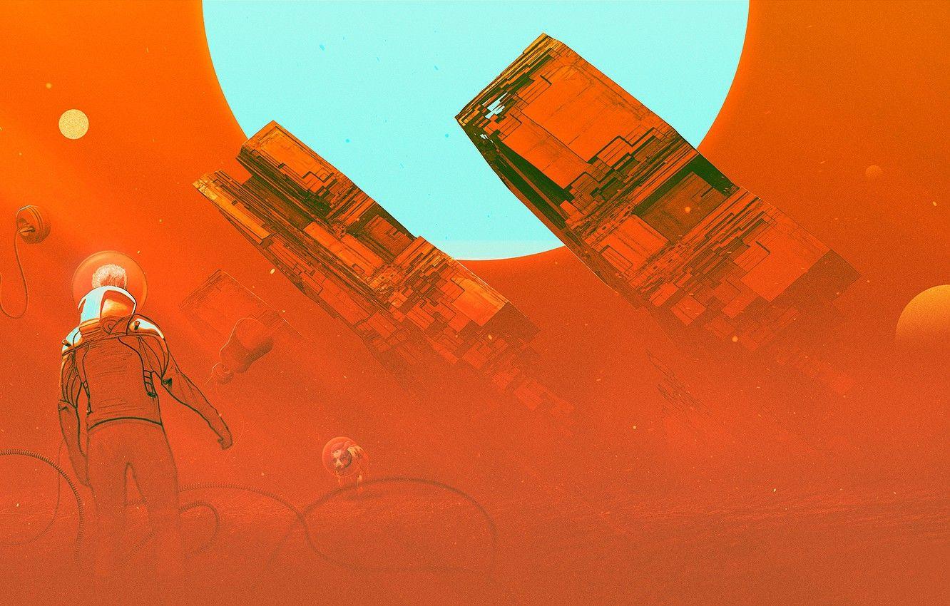 1332x850 Wallpaper The Sun, Light, Retro, Fiction, People, Astronaut, The Suit, Dog, Art, Sci Fi, Astronaut, Pluto Image For Desktop, Section фантастика
