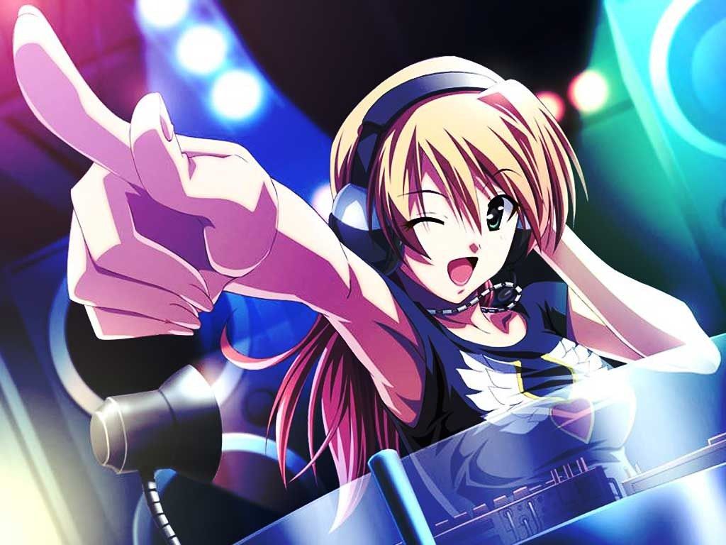 1024x768 Anime Music Girl Wallpaper Free HD