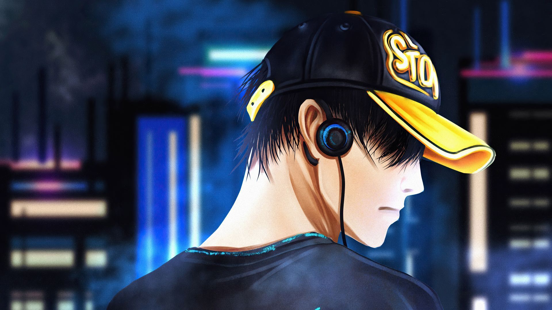 1920x1080 Anime Boy Listening Music Wallpaper