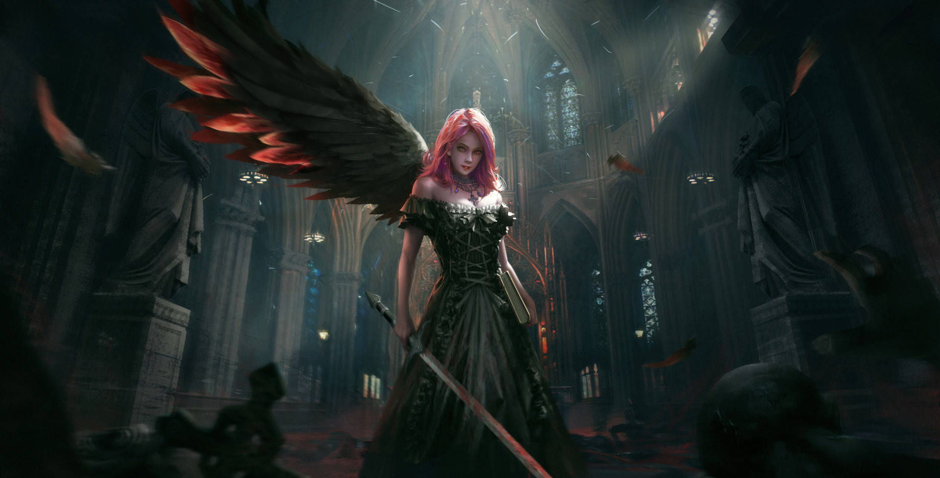 1920x977 Dark Angel Wallpaper