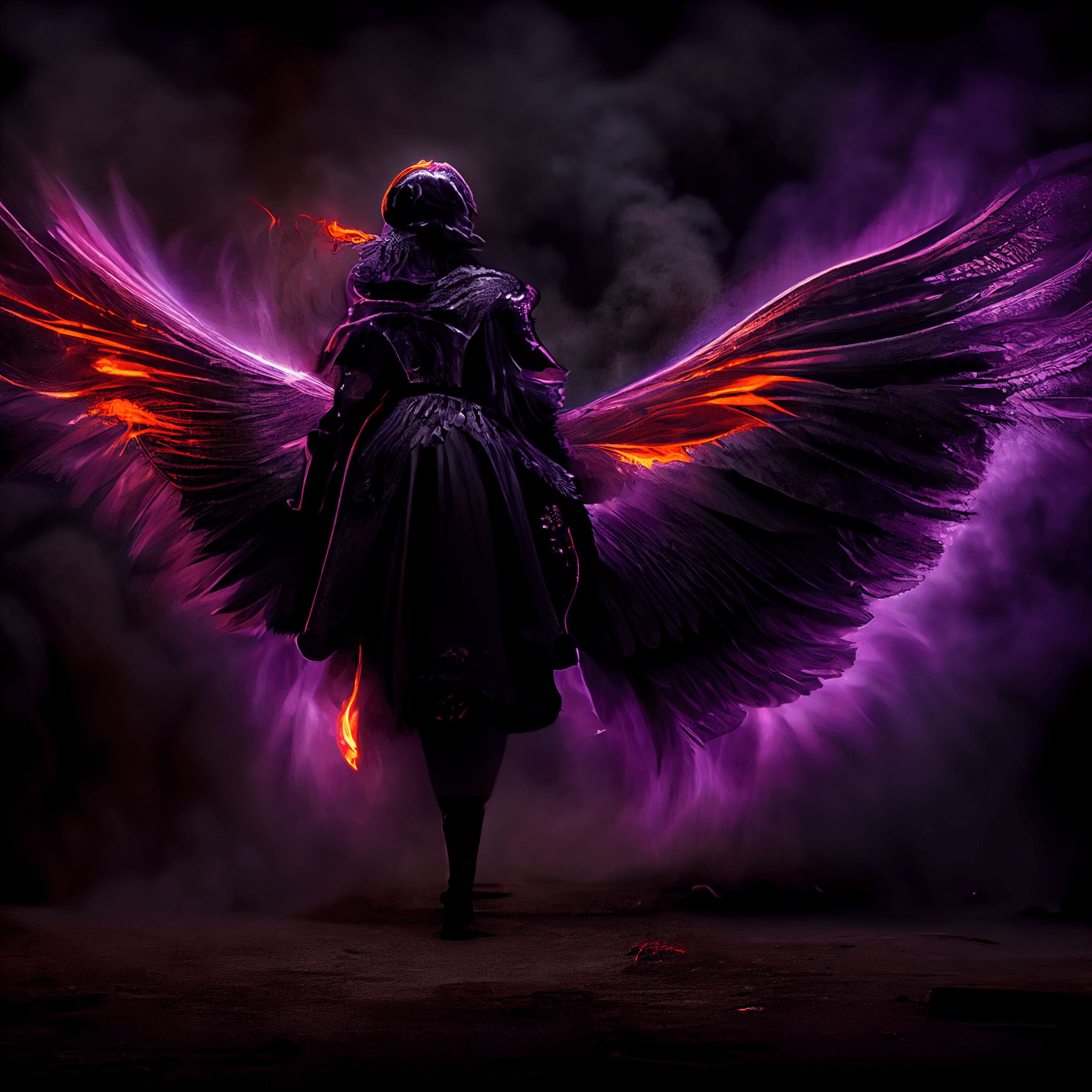 2048x2048 AIDark angel with purple fiery wings