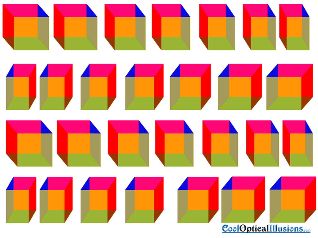 1024x768 Pretty 3D Color Cubes Optical Illusion Wallpaper. Cool