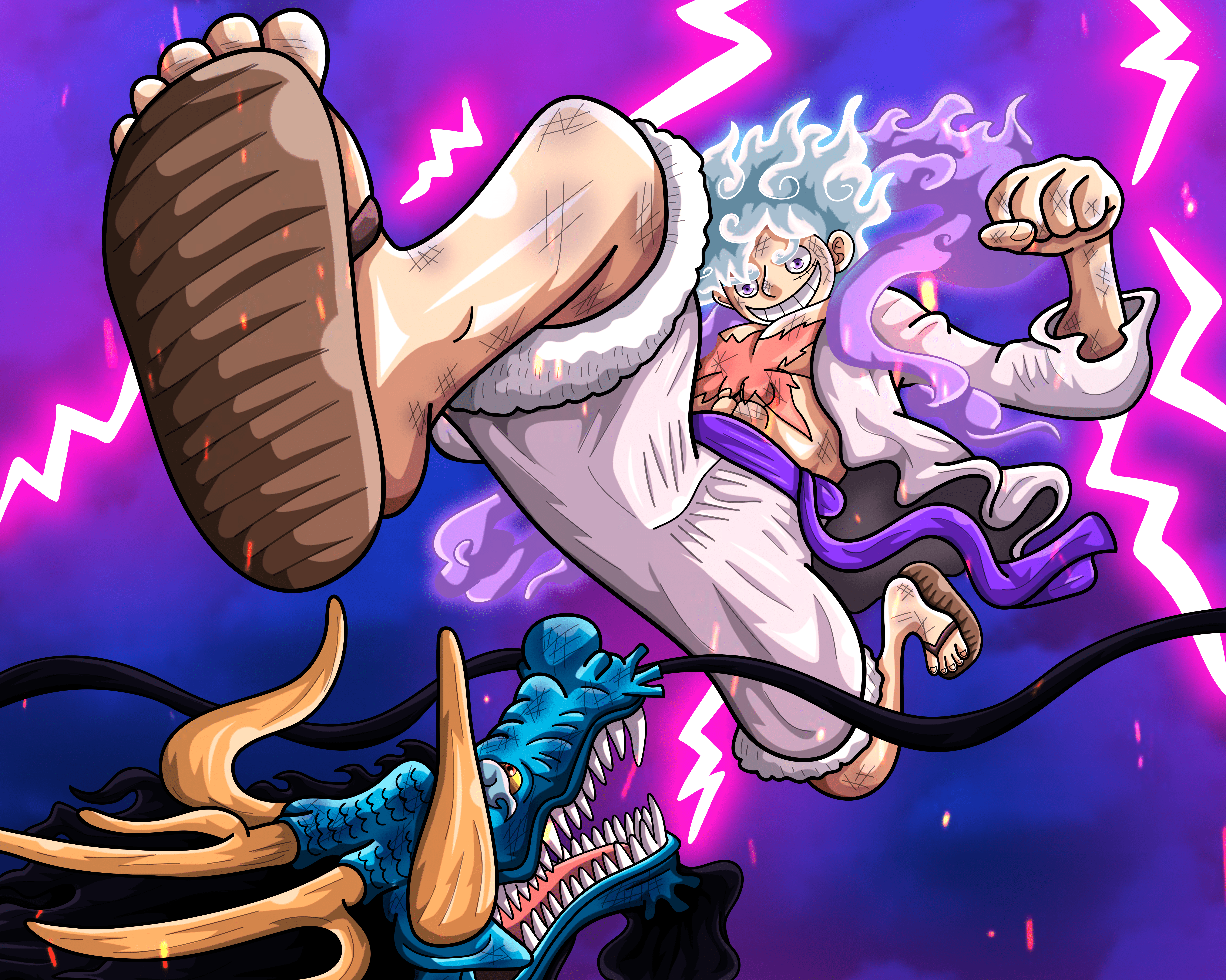 5765x4611 Luffy vs Kaido