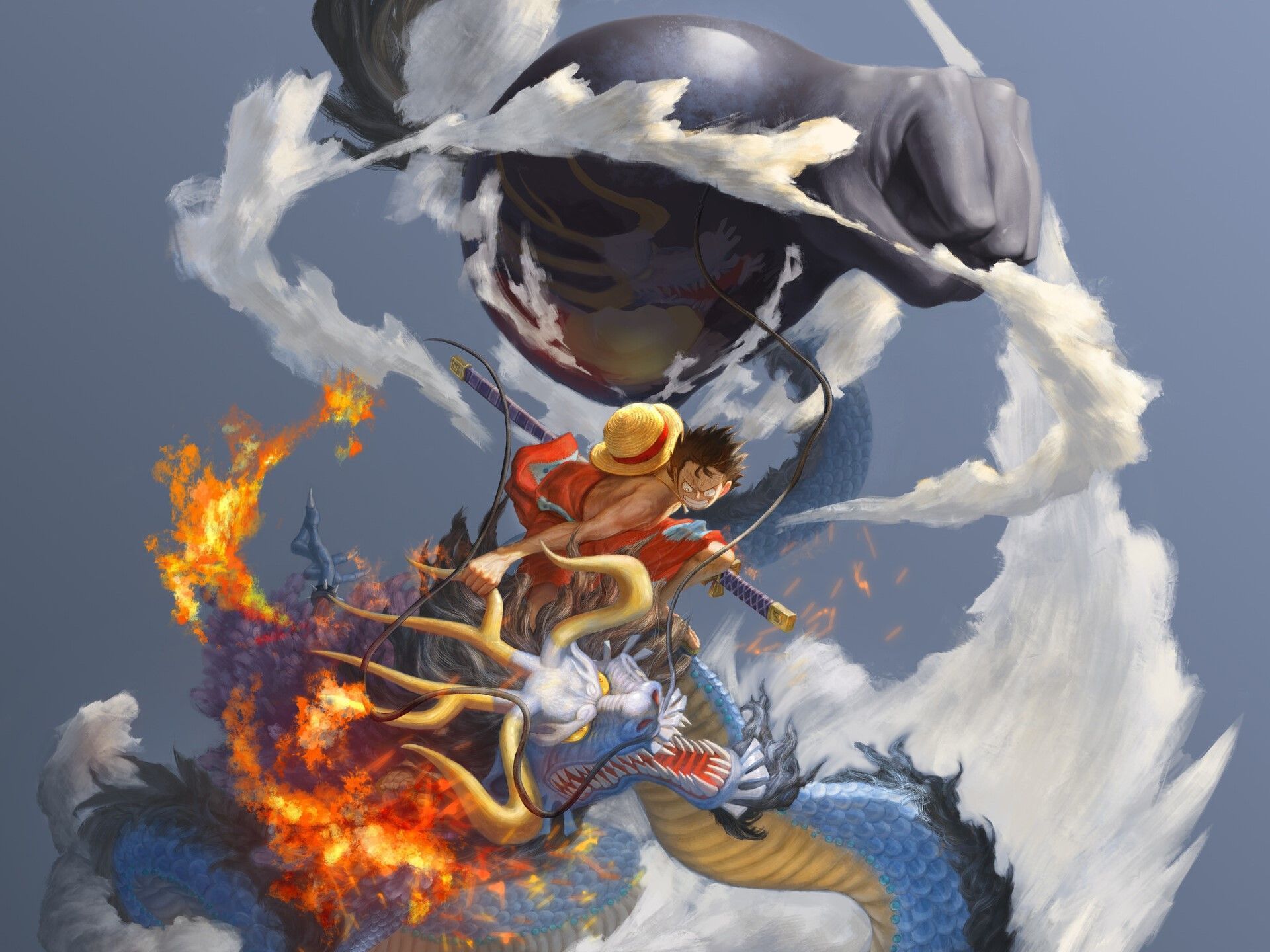 1920x1440 Luffy vs Kaido by 值值TsuTsu