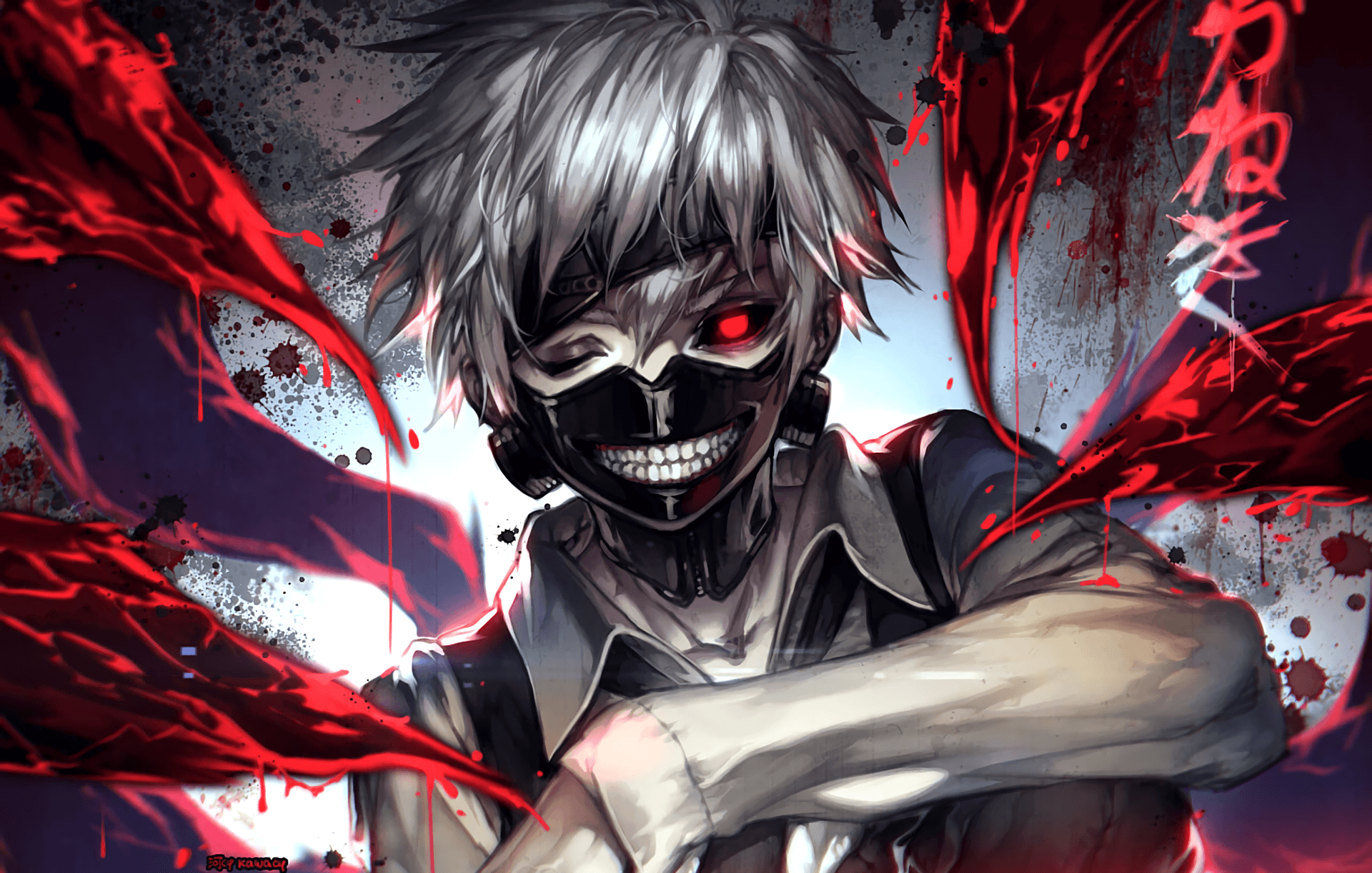 Download wallpaper 1920x1080 artwork, outdoor, anime, ken kaneki