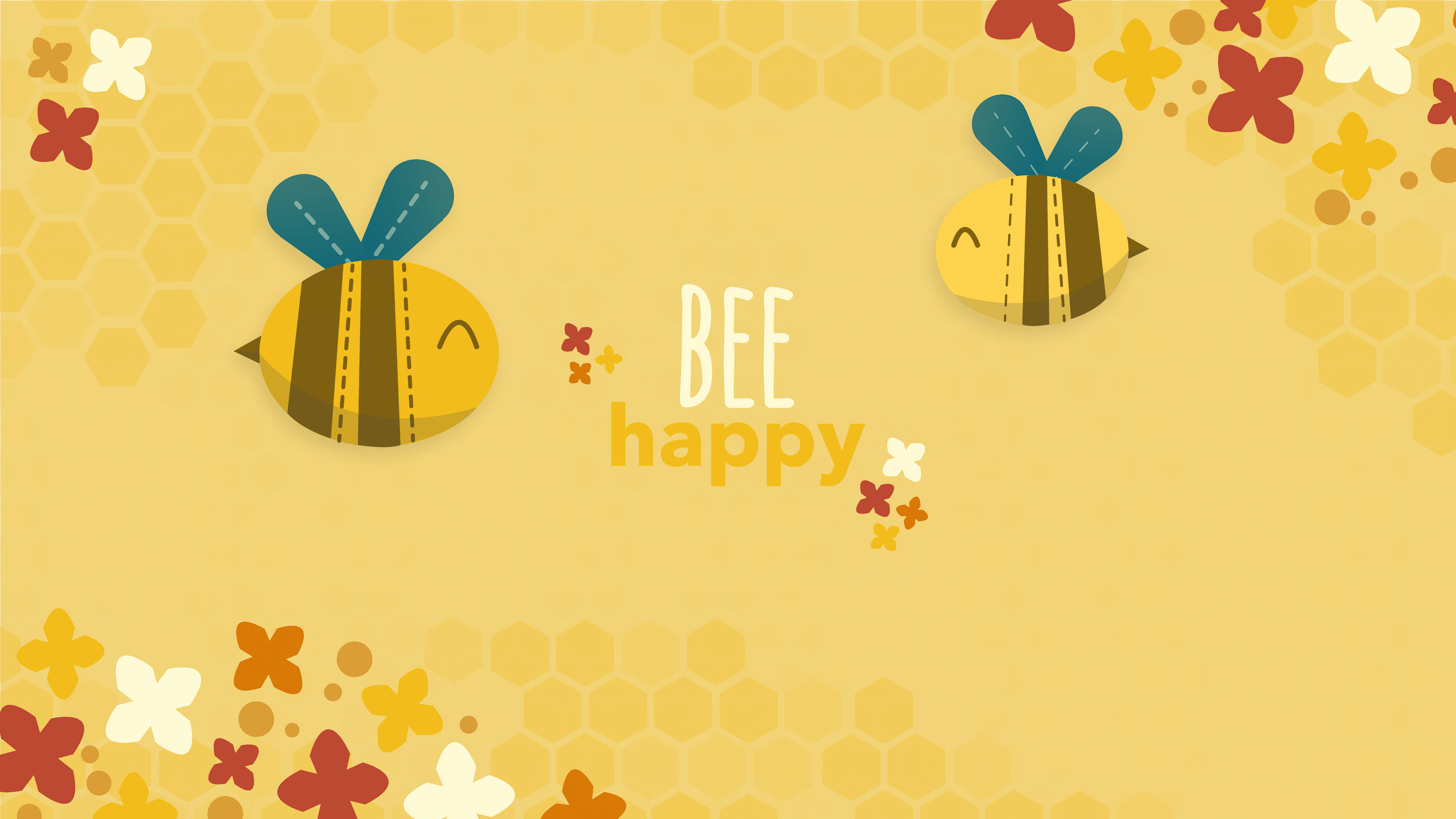 5120x2880 Bee happy Wallpaper 4K, Yellow