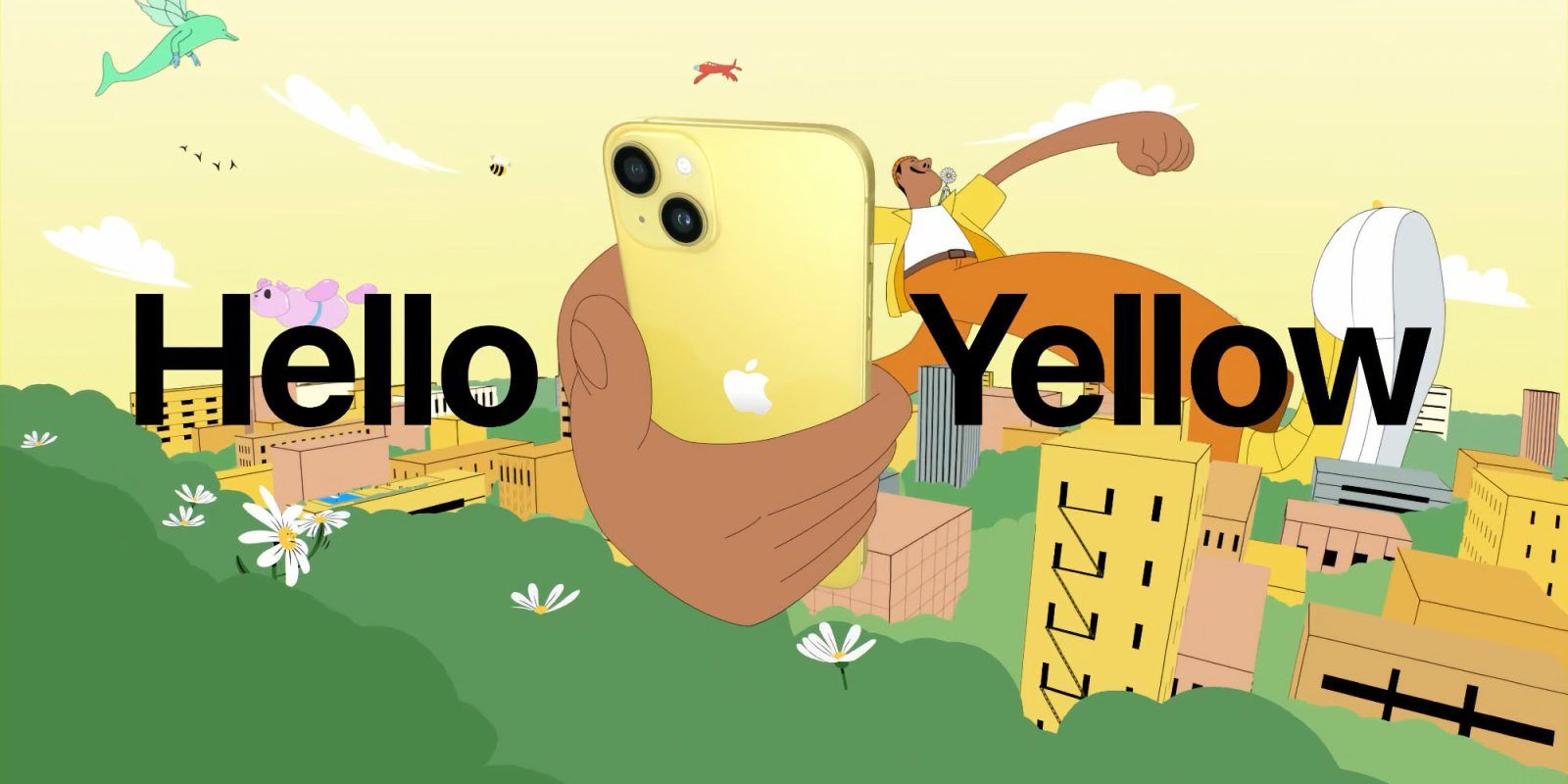 1600x800 yellow iPhone 14 wallpaper