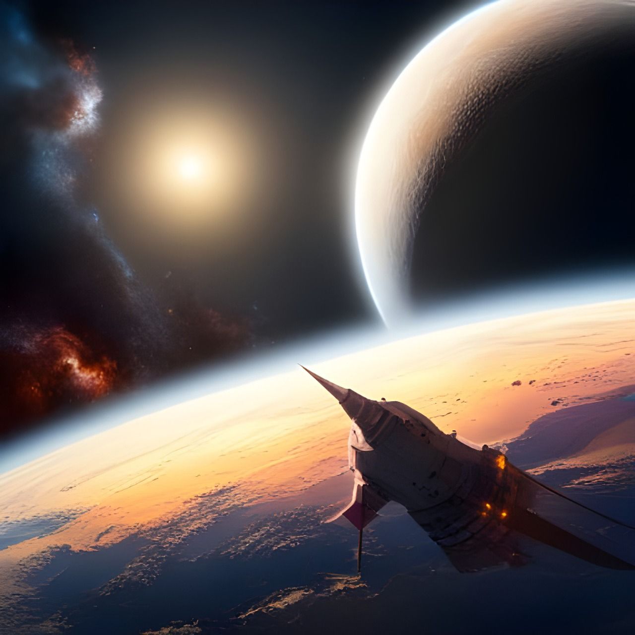 1280x1280 Sfondo Spazio Pianeti Navicella