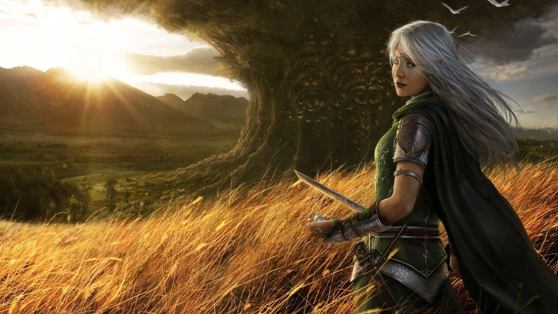 1920x1080 Fantasy girl scenery desktop PC and Mac wallpaper