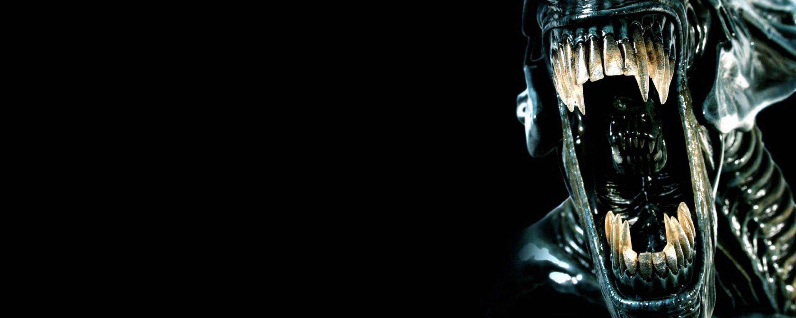 2560x1024 Download wallpaper 2560x1024 alien, teeth, horror, fear