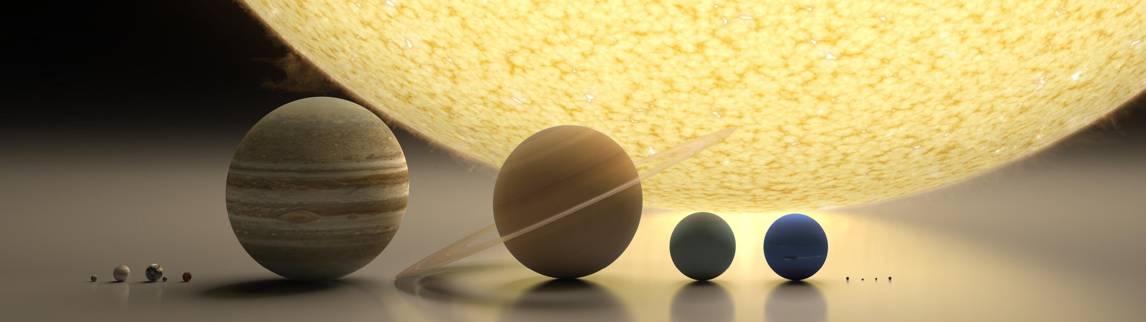 3840x1080 Solar System to scale Screen [3840x1080]