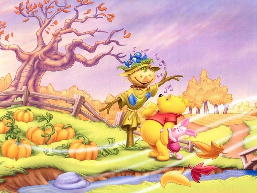 1024x768 Winnie The Pooh Wallpaper of Pumpkin Farm