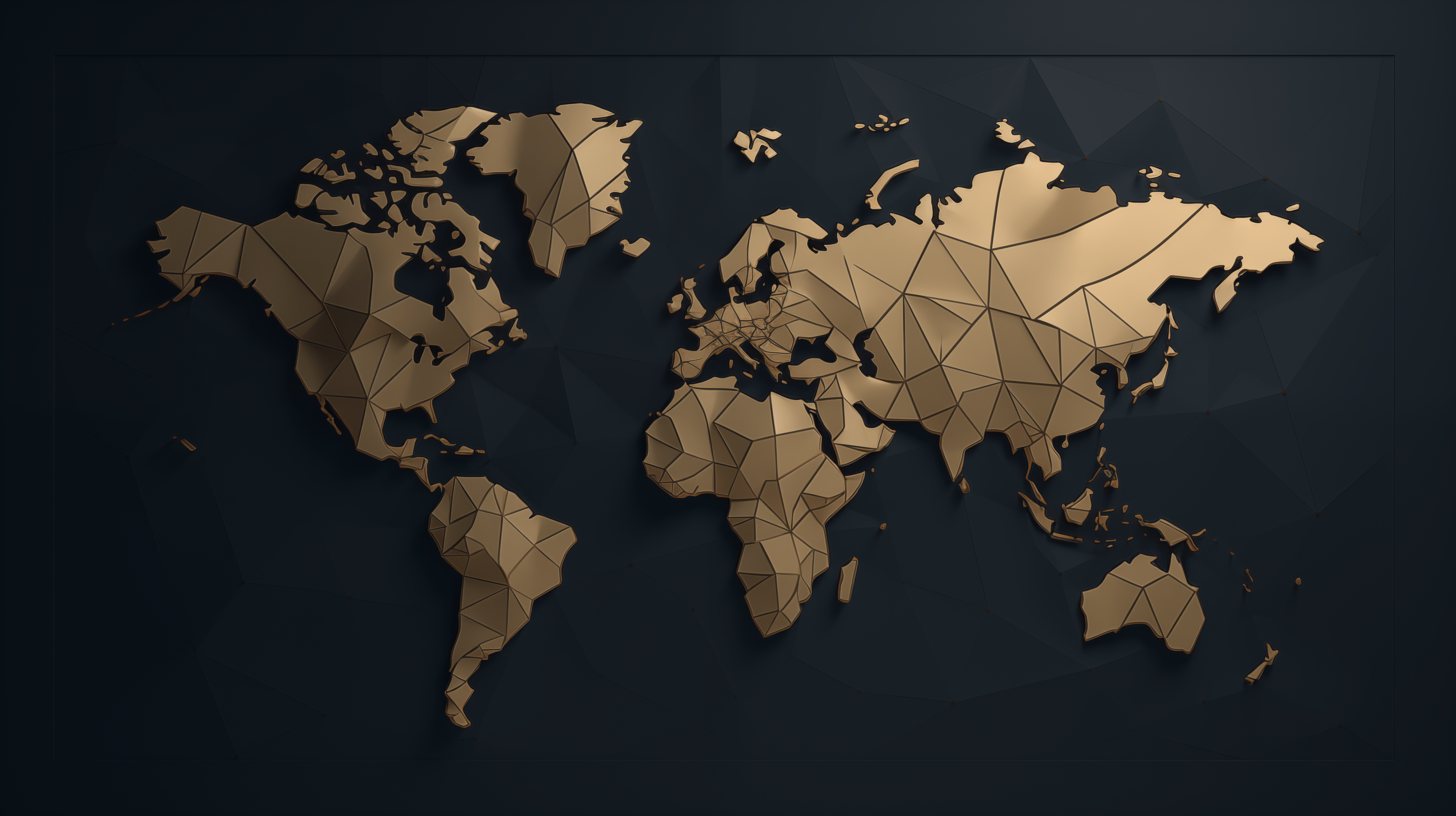5824x3264 Gold Polygonal World Map HD Wallpaper
