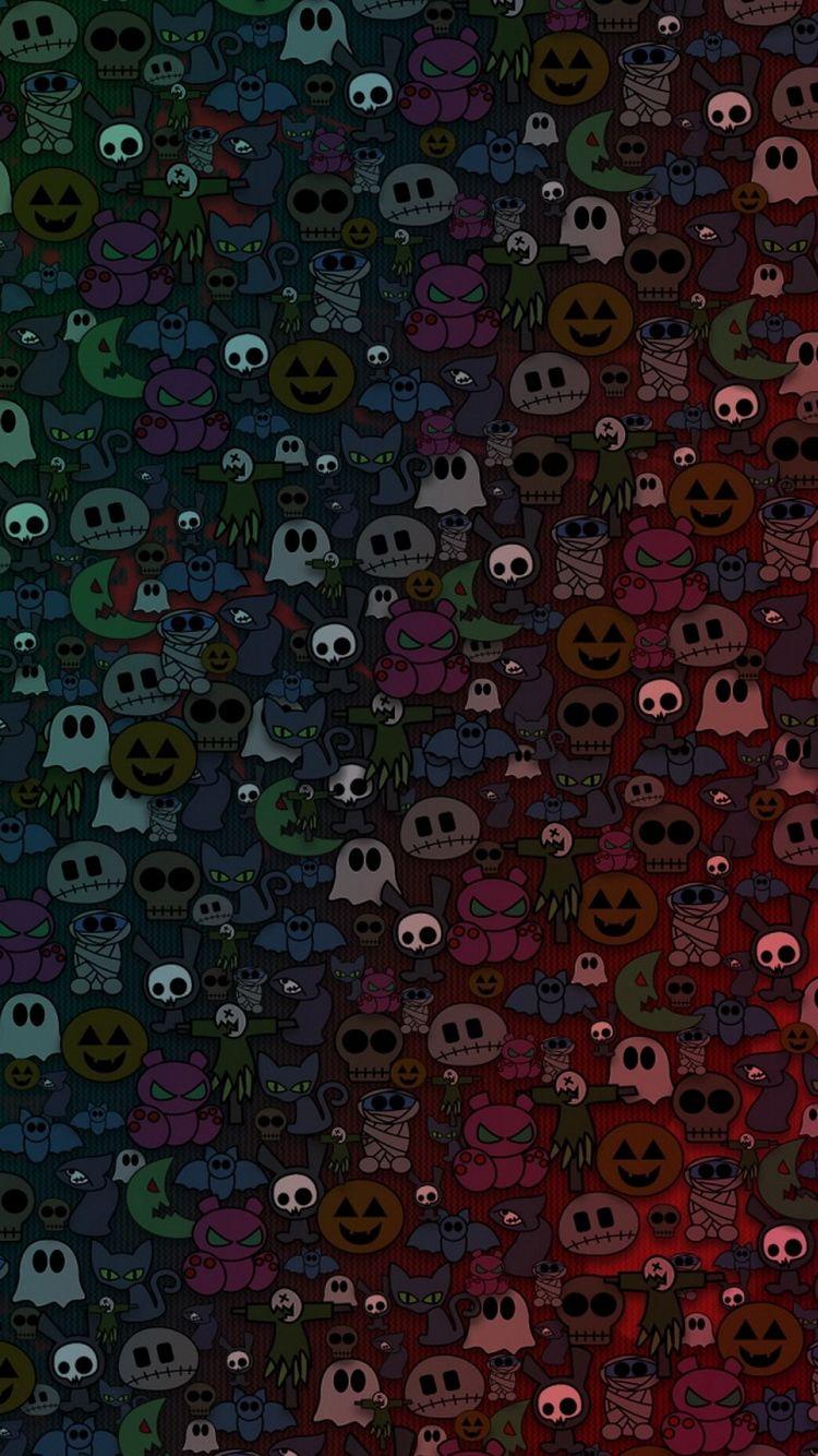 750x1334 Cute Halloween Monsters Pattern iPhone 6 Wallpaper HD