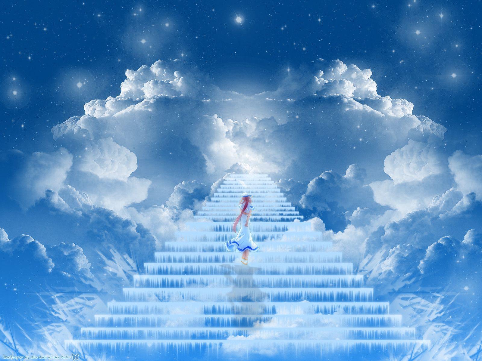 Road To Heaven Cartoon Blue Sky White Clouds Advertising Background  Wallpaper Image For Free Download  Pngtree