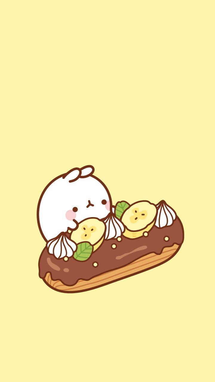 721x1281 Molang and banana cake. kawaii things. Cute wallpaper