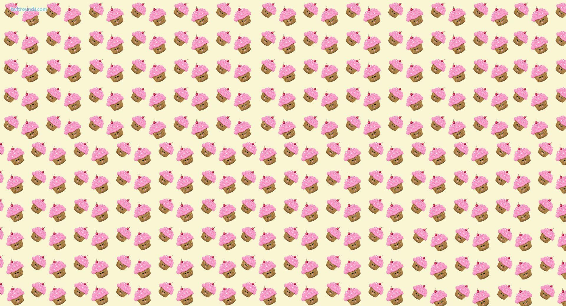 1920x1040 Cute Cartoon Cupcake Wallpaper