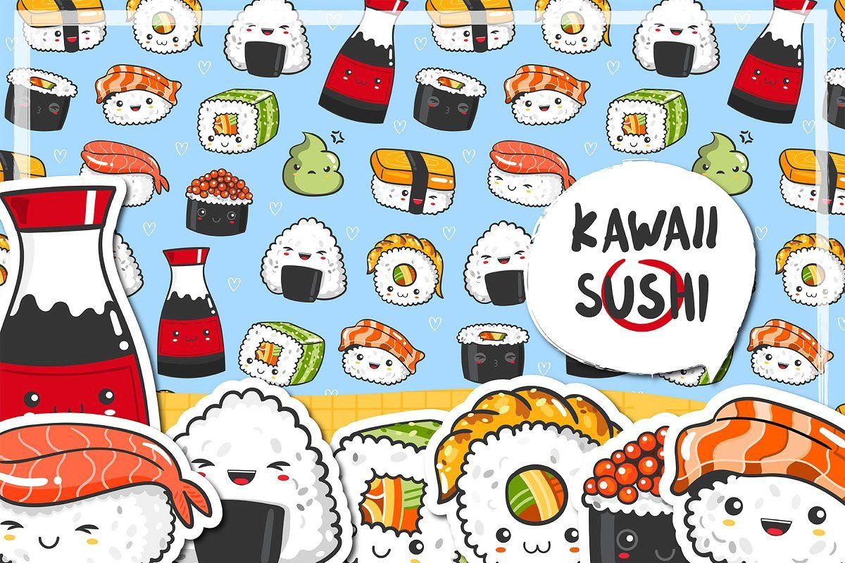 1200x800 Kawaii SUSHI Illustrations Creative Market