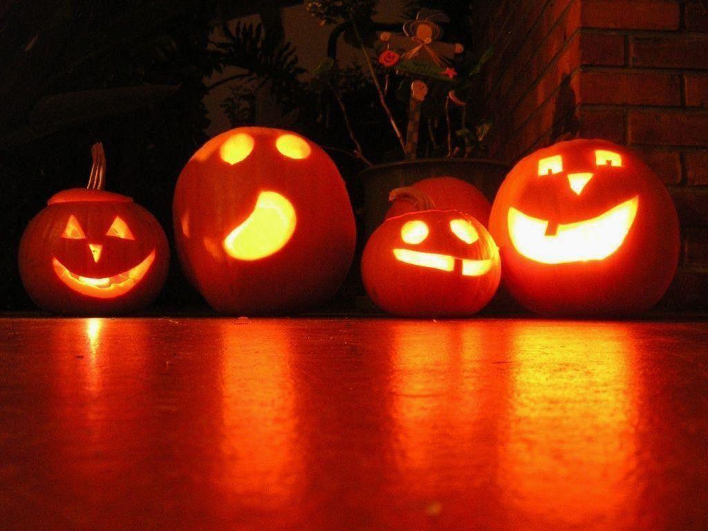 1024x768 Halloween Pumpkins Wallpaper for Green