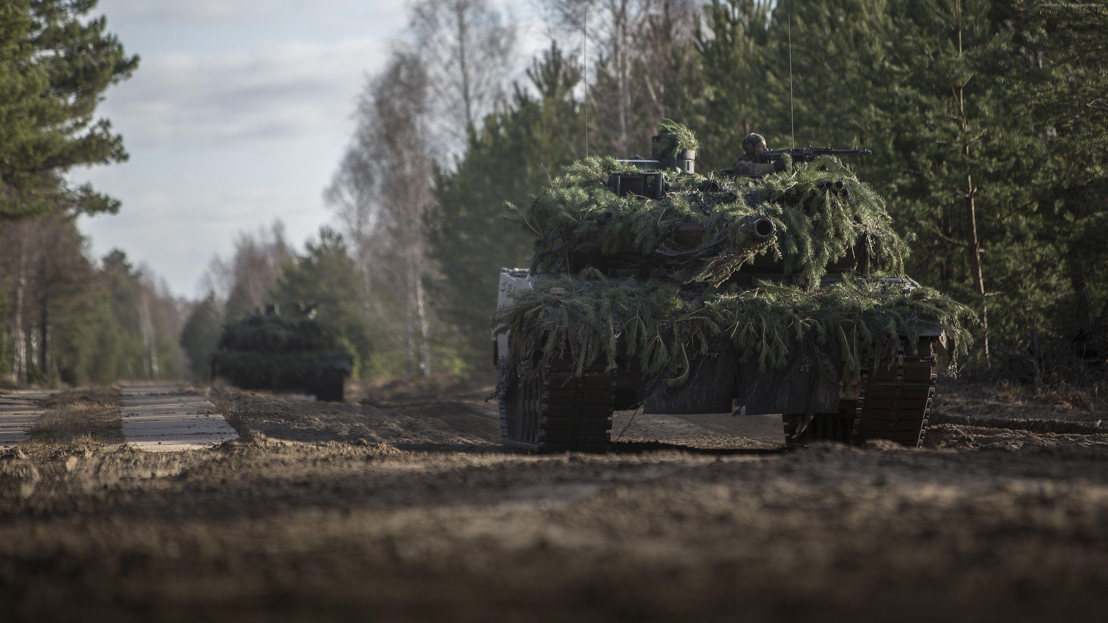 3840x2160 Wallpaper Leopard 2A tank, camo, German Army, Military