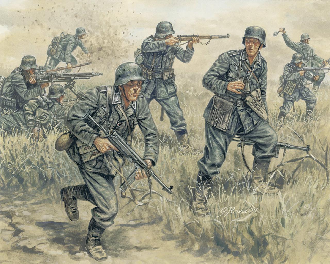 1280x1024 Soldiers German Infantry Painting Art Army
