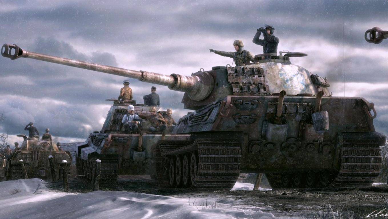 1359x768 King tiger. Achtung Panzer. Tigers, Military art