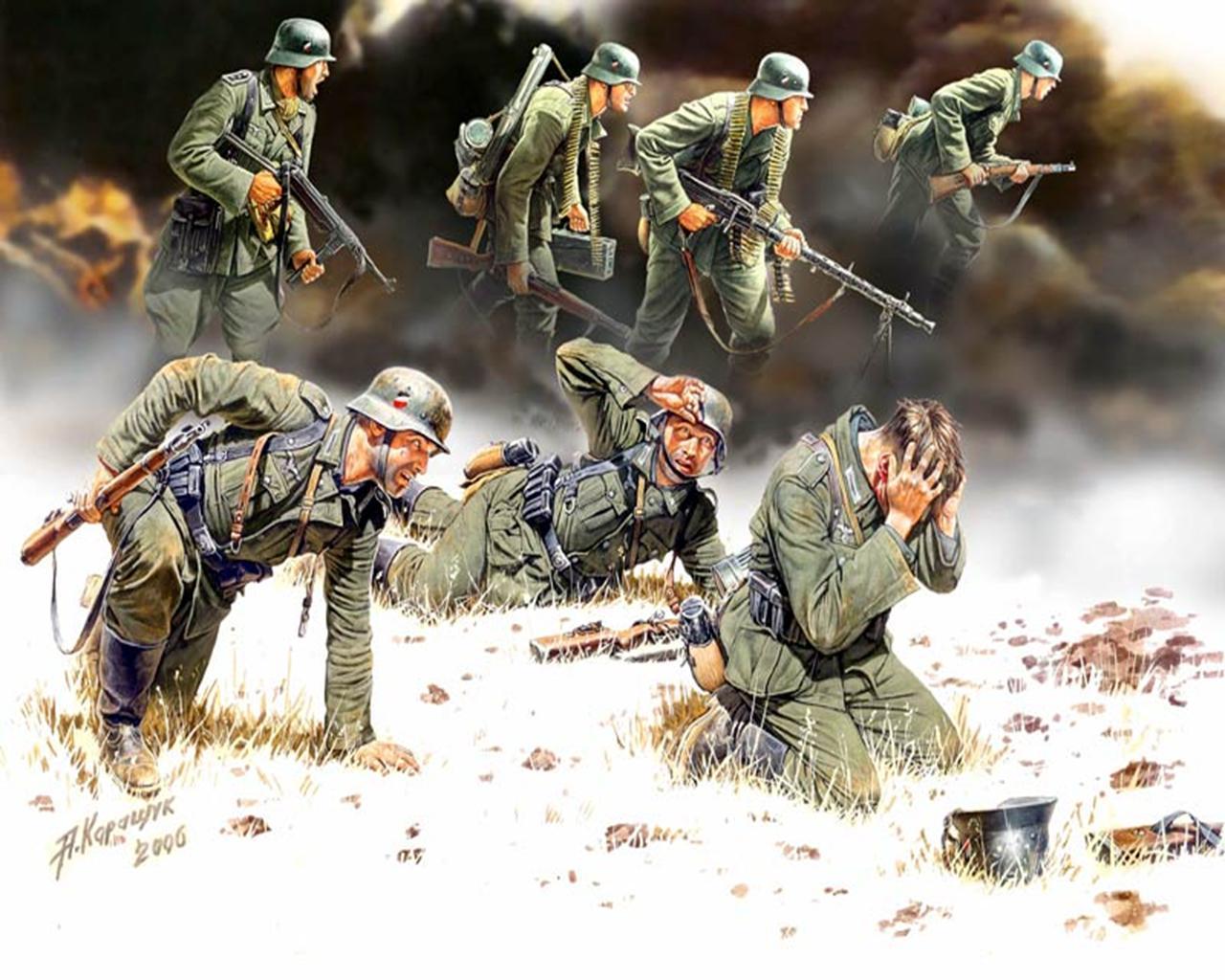 1280x1024 Soldiers German Infantry Painting Art Army