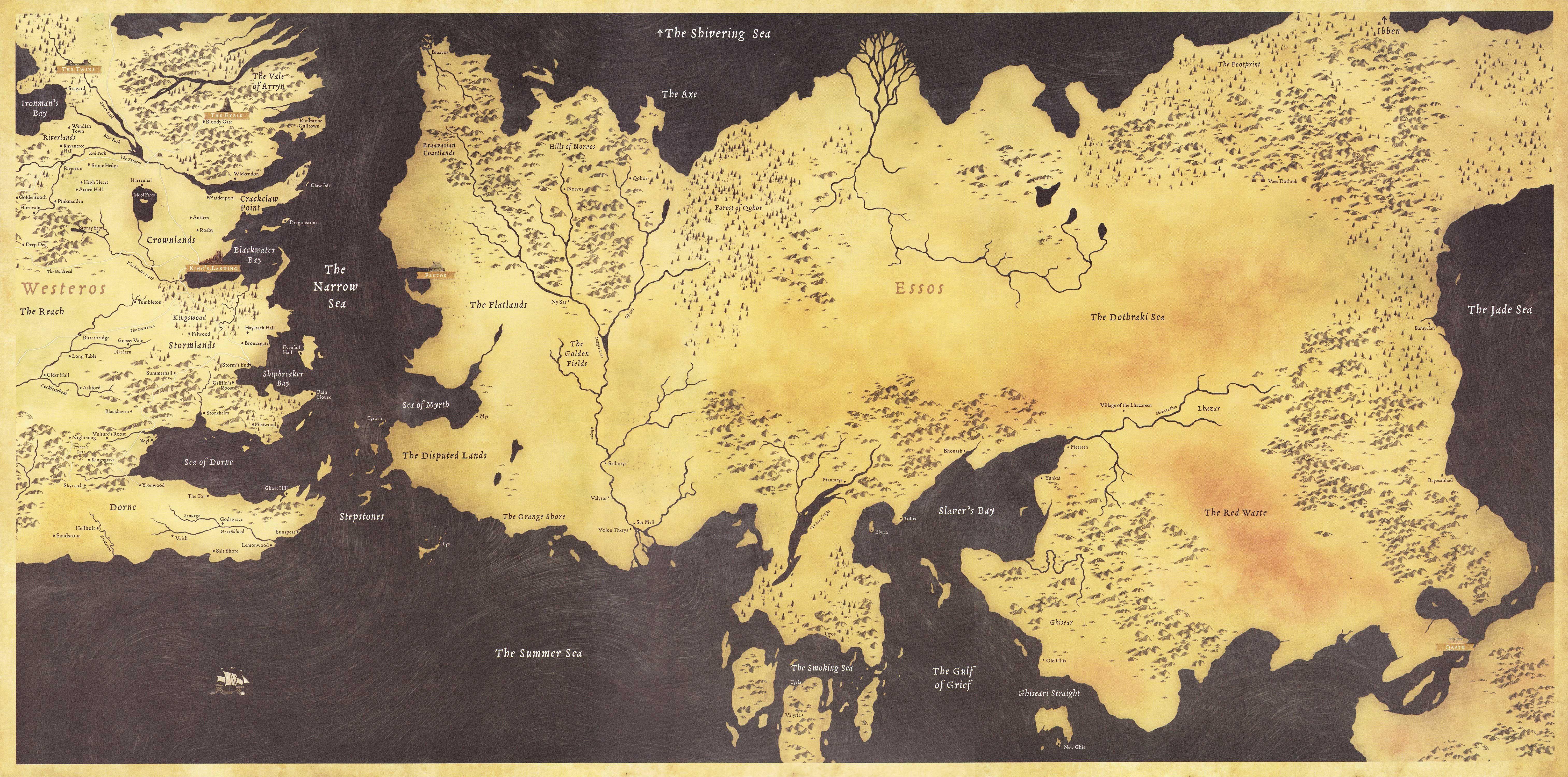 Printable Game Of Thrones Map Westeros Got Tronos Castles Feuer Eis 