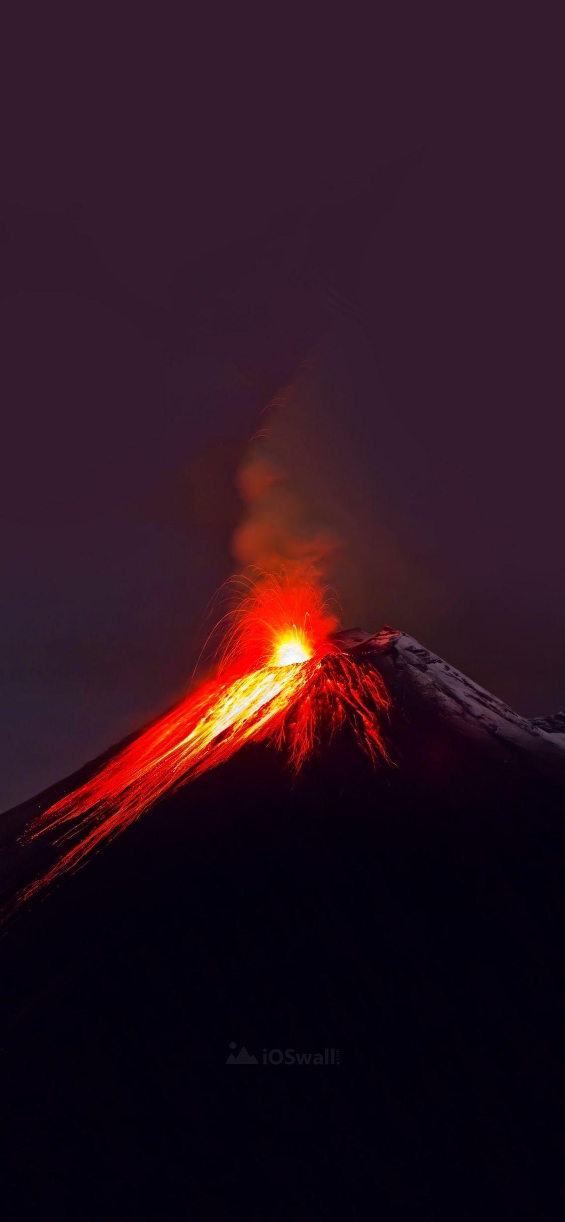 Red Dragon Erupts from Volcano 4K wallpaper download