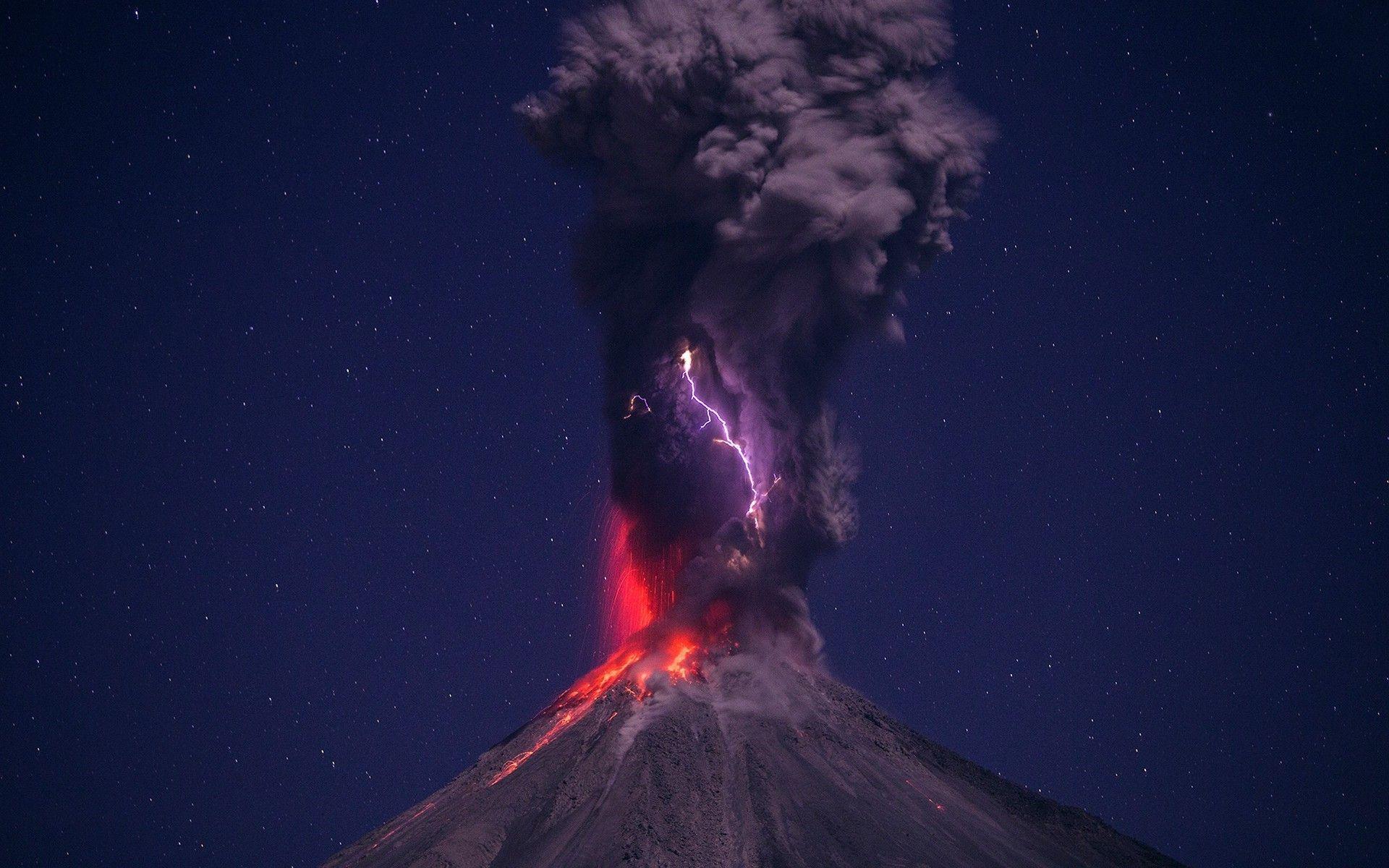 1920x1200 volcano landscape clouds lightning wallpaper