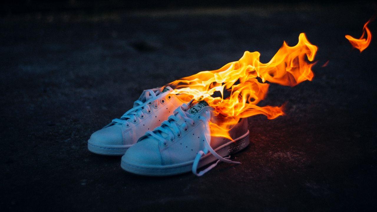 1280x720 Download wallpaper 1280x720 sneakers, fire, flame hd, hdv